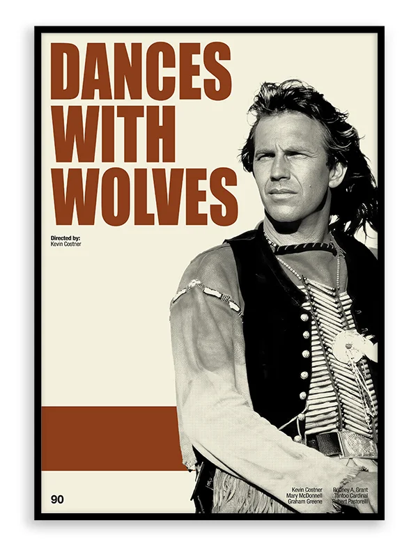 Dances with Wolves - Retro Movie Print