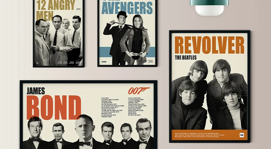 A gallery wall starter kit reel retro prints